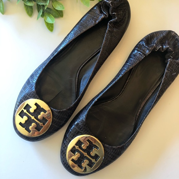 Tory Burch Shoes - 🌿Tory Burch Brown/Snakeskin Reva Flats